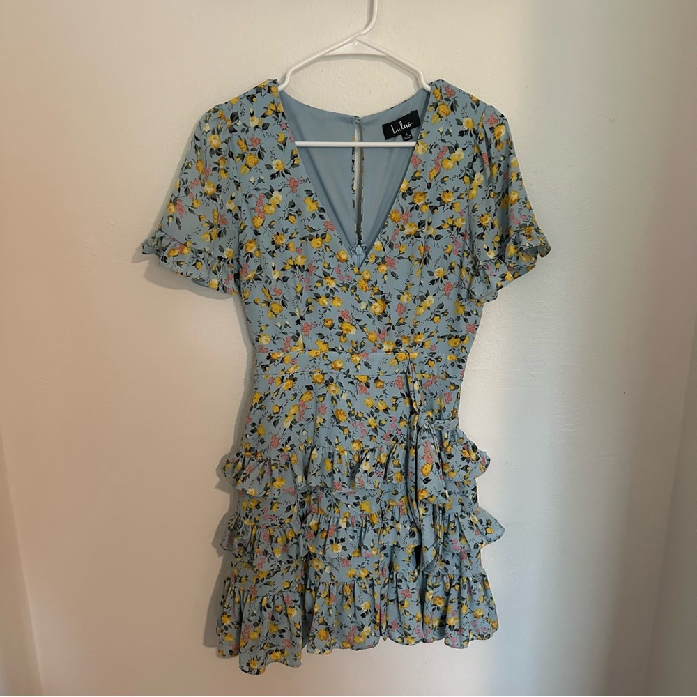 Lulu's Blue Ruffled Wrap Sundress
